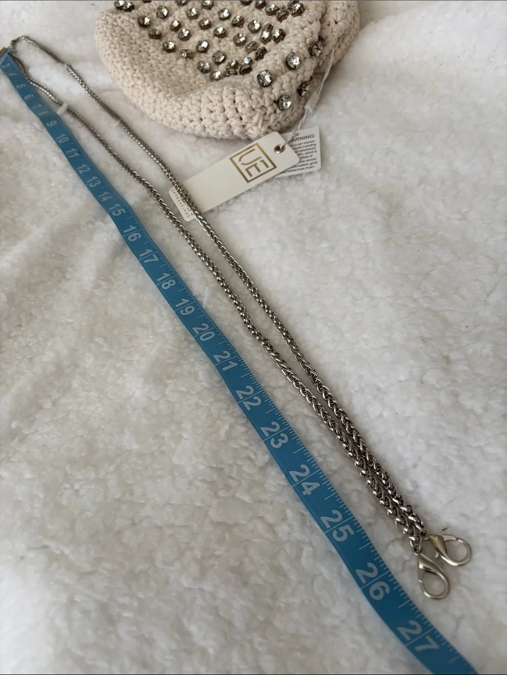 Urban Expressions Cream Crochet Rhinestone Satchel